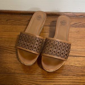 Tory Burch logo platform sandals